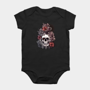 Skull Crow with Roses and Filigree Baby Bodysuit